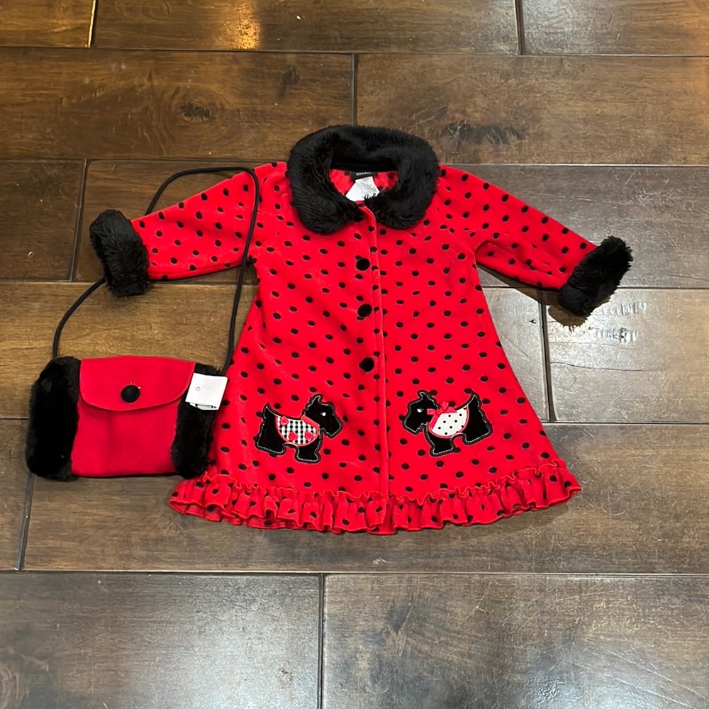 Adorable 18Months Girls Holiday Coat with Purse/Hand-warmer